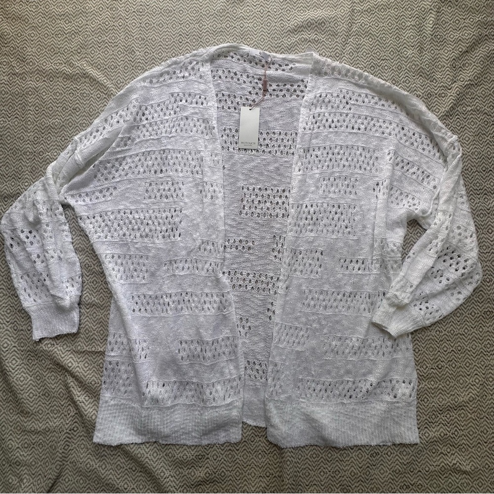 NWT Hotouch Open Knit White Cardigan